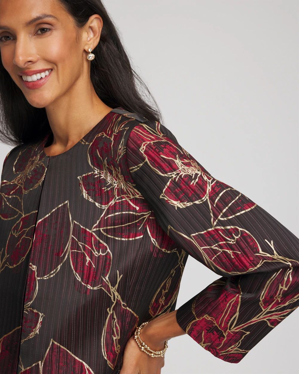 Travelers™ Collection Jacquard Foiled Floral Jacket | Chico's